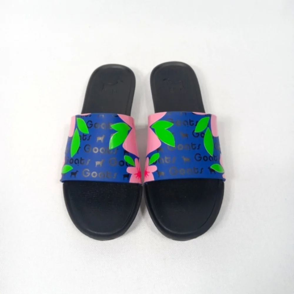 GOAT Colorful Kids Sandal Slides Blue Pink Green Floral Size 4
